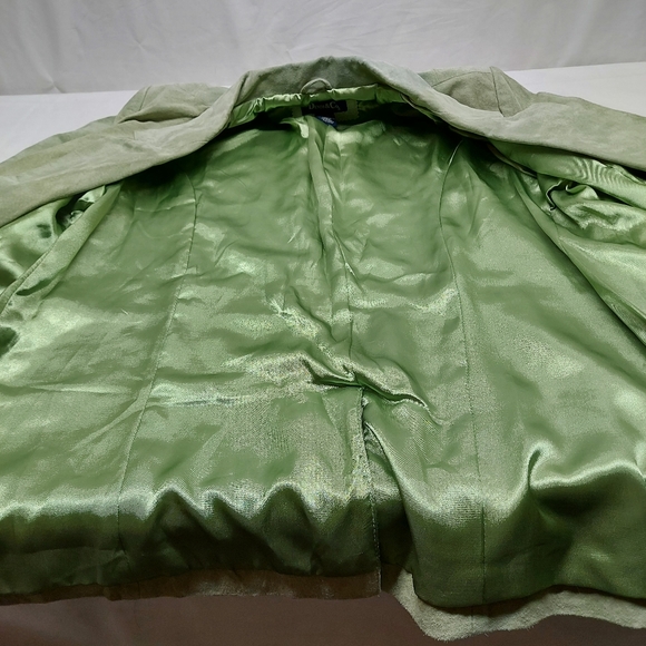 * Blazer womens large 100% leather with silky liner lapel collar pockets - Picture 8 of 11